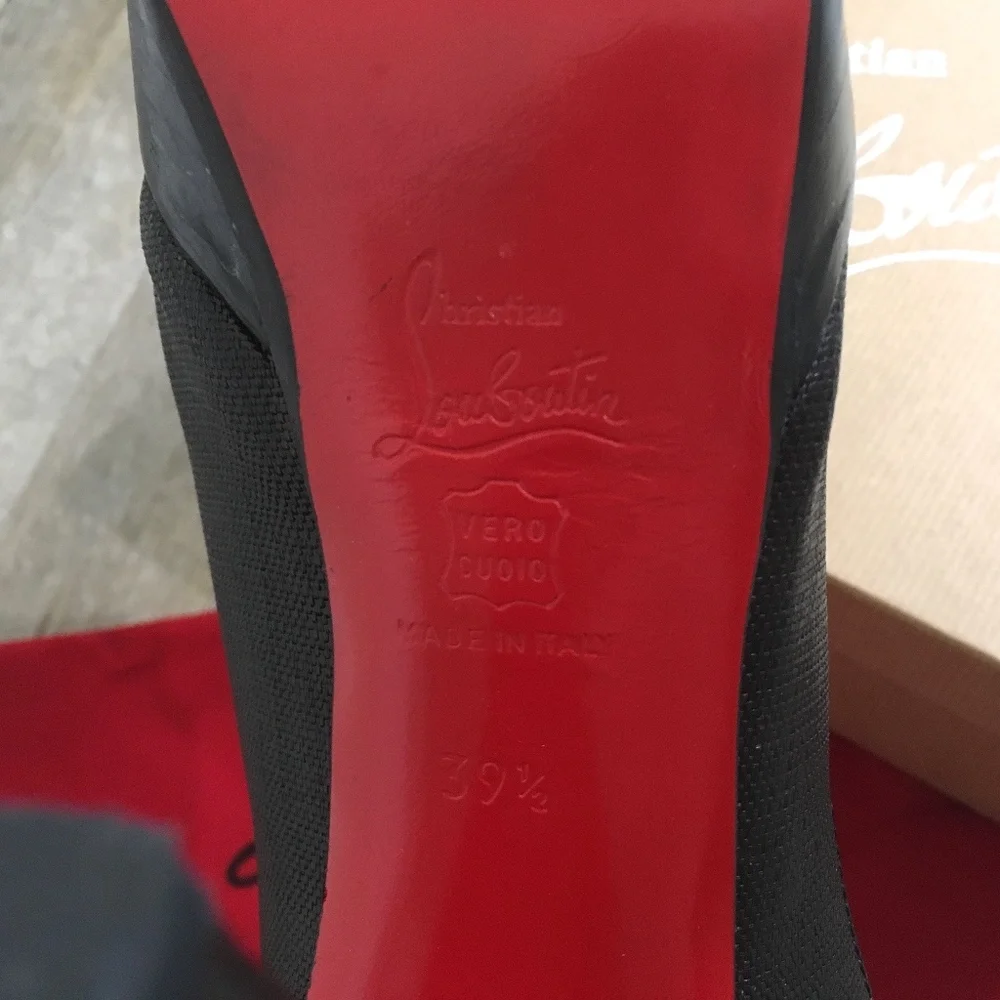 Louboutin Sling Back Heels, Open Toe, Black